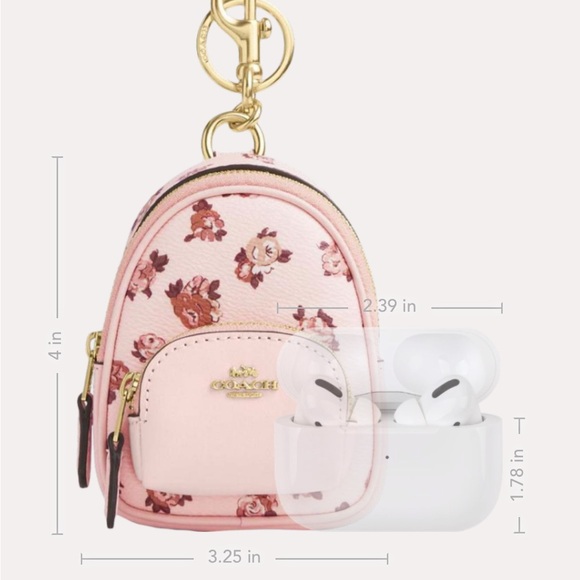 Coach NWT Mini Court Backpack Bag Charm With Rosette Print - Picture 5 of 12